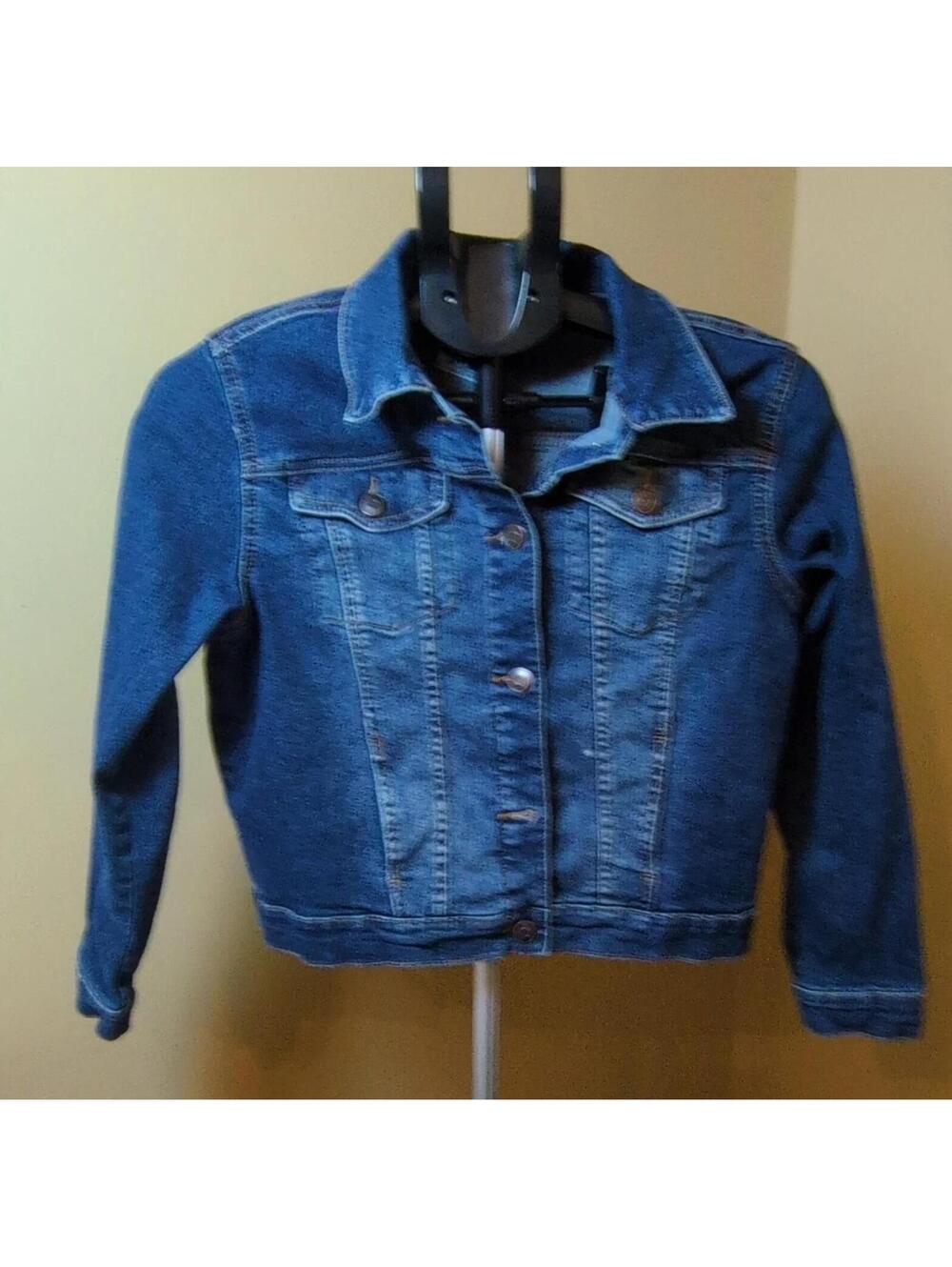 Wonder Nation Kids Blue Denim Jacket L (10-12) Plus Unisex Button Long Sleeve